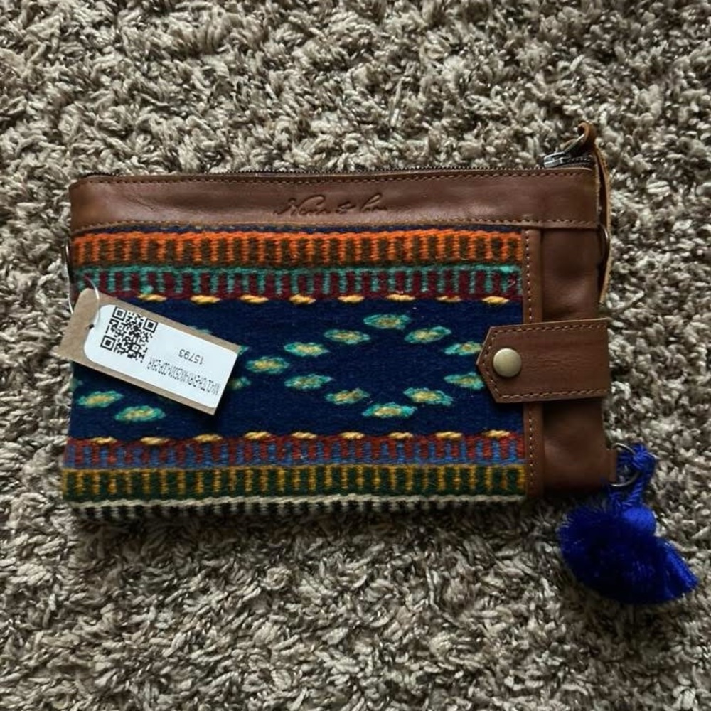 Nena & Co. Brown and Blue Clutch